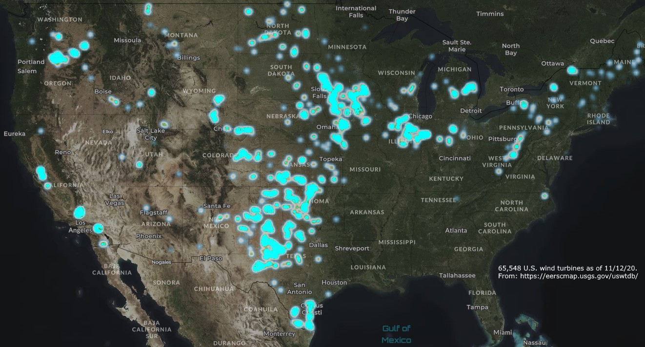 USGS wind turbine database as of 11-12-20 (green replaced with blue).